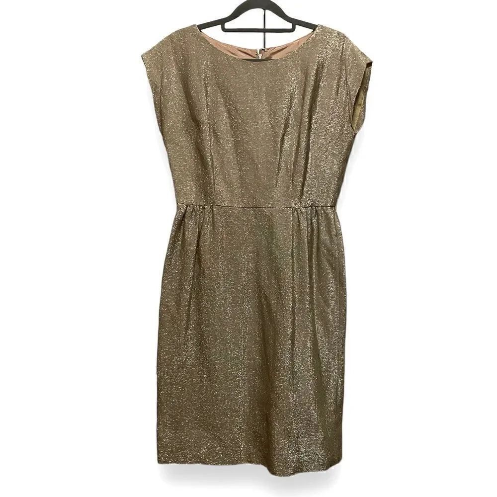 Vintage 60’s Cathy Gray Gold Metallic Dress Size 14